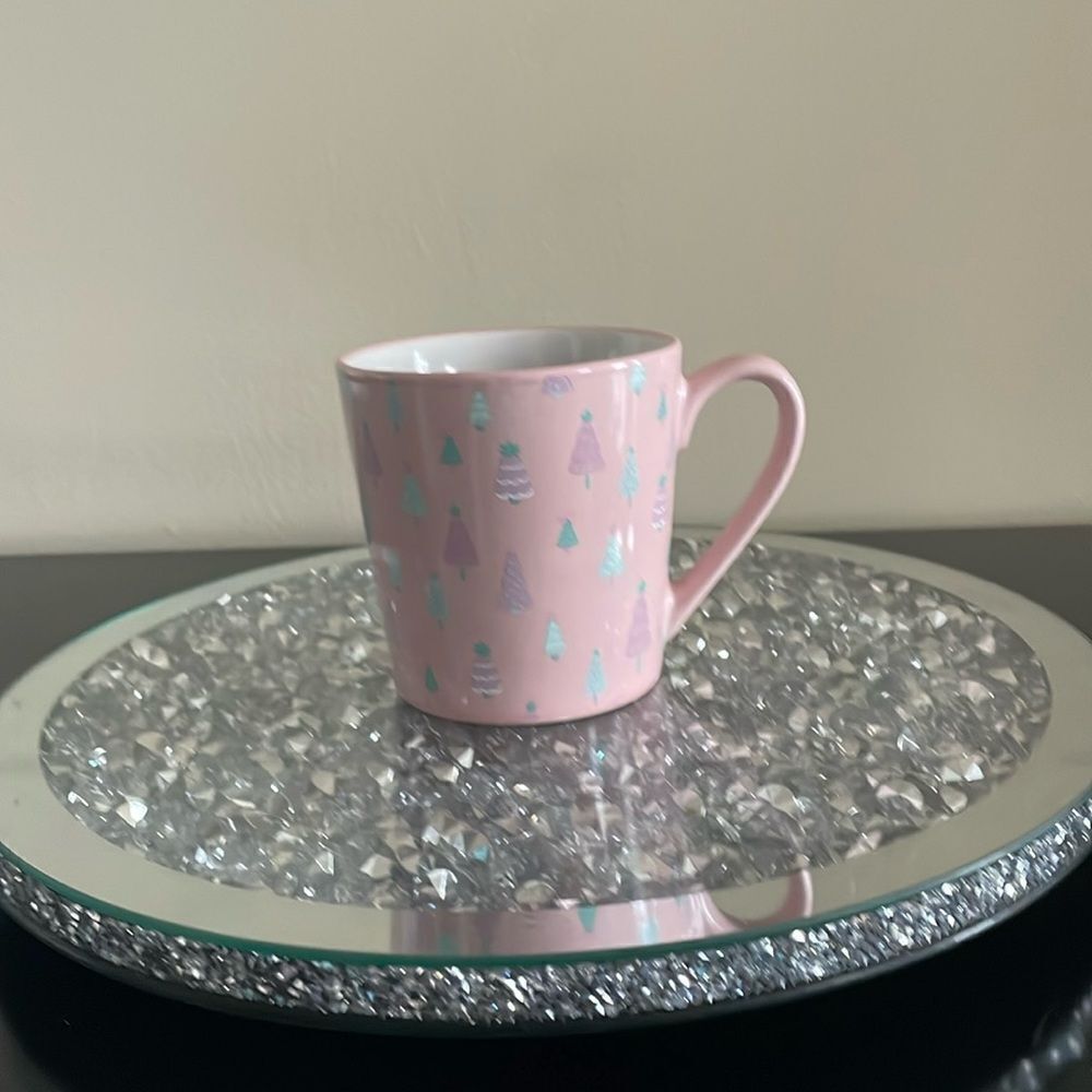 Eccolo pastel pink purple Christmas tree Xmas holiday coffee ceramic mug